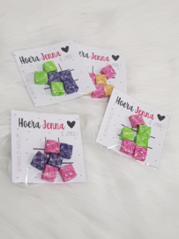 Drie op een rij fruitella  traktatie