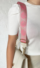 Bag strap roze/grijs