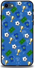 Voetbal icons telefoonhoesje iPhone 8 backcover softcase blauw