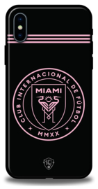 Inter Miami clublogo hoesje iPhone X backcover zwart roze