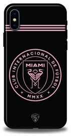 Inter Miami clublogo hoesje iPhone Xs backcover zwart roze