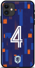 Blauw Oranje hoesje iPhone 11 rugnummer 4 Nederland