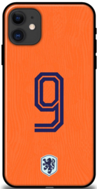 Oranje hoesje iPhone 11 rugnummer 9 Nederland