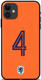 Oranje hoesje iPhone 11 rugnummer 4 Nederland