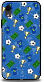 Voetbal icons telefoonhoesje iPhone XR backcover softcase blauw