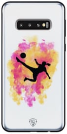 Voetbal meisje telefoonhoesje wit  Samsung Galaxy S10e softcase