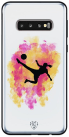 Voetbal meisje telefoonhoesje wit  Samsung Galaxy S10 Plus softcase