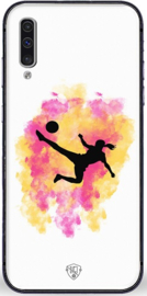 Voetbal meisje telefoonhoesje wit Samsung Galaxy A50 softcase