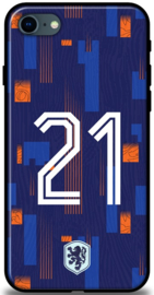 Blauw Oranje hoesje iPhone 8 rugnummer 21 Nederland
