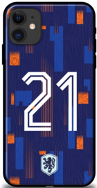 Blauw Oranje hoesje iPhone 11 rugnummer 21 Nederland