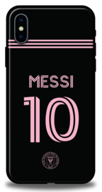 Messi Inter Miami hoesje iPhone Xs Backcover zwart roze