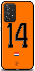 Oranje nummer 14 Nederland hoesje Samsung Galaxy A52 backcover softcase