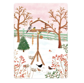 Wenskaart | Kerst | Vogelvoederhuisje
