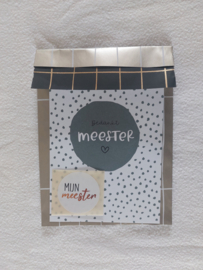 Wenskaart | Bedankt meester | incl. zakje en sticker