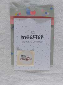 Wenskaart | Deze meester is een topper | incl. zakje en sticker