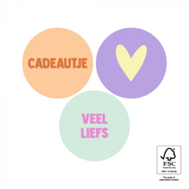 Stickers | Cadeautje en veel liefs | 12 stuks