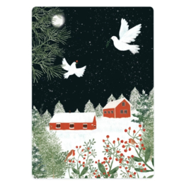 Wenskaart | Kerst | Twee witte duiven