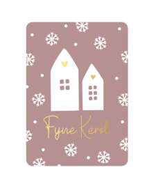 Kerstkaart | Fijne kerst + huisjes