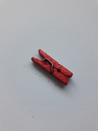 Knijper | rood glitter | 2,5 cm | 10 stuks
