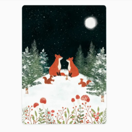 Wenskaart | Kerst | Twee vosjes