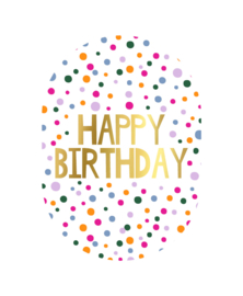 Wenskaart | Verjaardag | Happy birthday + confetti