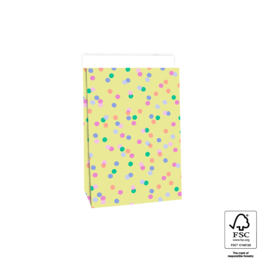 Blokbodemzak L | Confetti geel