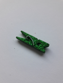 Knijper | groen glitter | 2,5 cm | 10 stuks