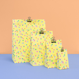 Blokbodemzak S | Confetti geel