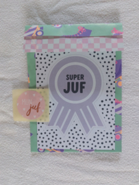 Wenskaart | Superjuf | incl. zakje en sticker