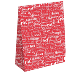 PRE ORDER Blokbodemzak XXL | Letterpret rood | 27 x 15 x 36 cm