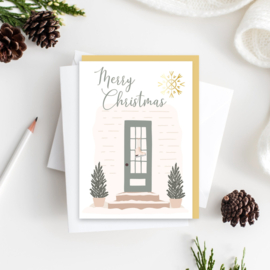 Kerstkaart | Merry christmas met deur