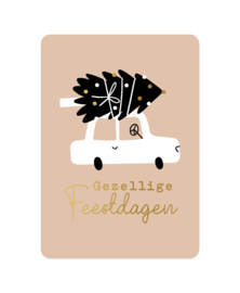 Kerstkaart | Gezellige feestdagen + auto