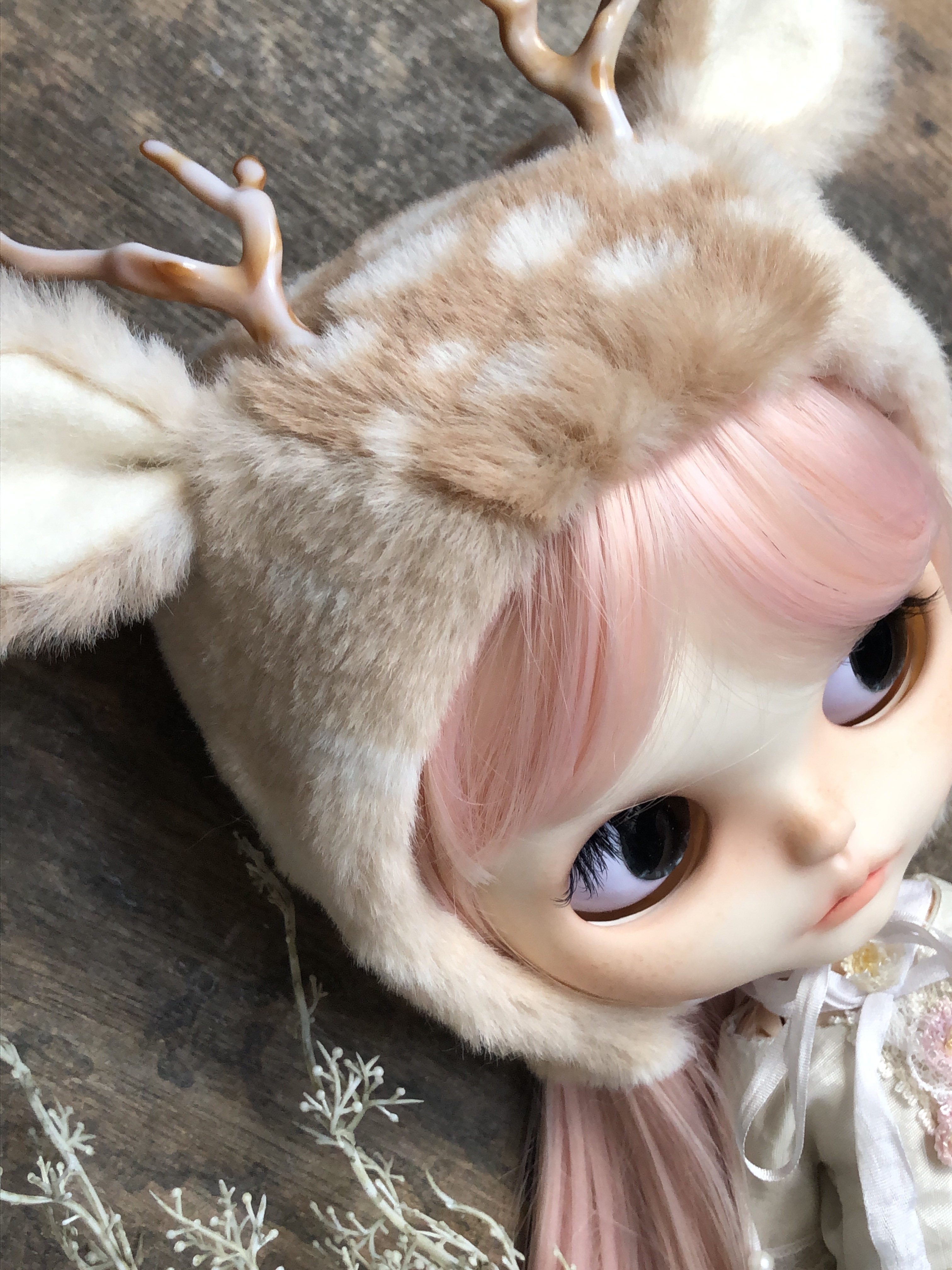 Blythe Fluffy Fawn Deer Hat.