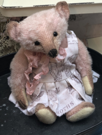 Hug Me Again Collectible bear "Miss Moththea" standing about 9" inch tall.