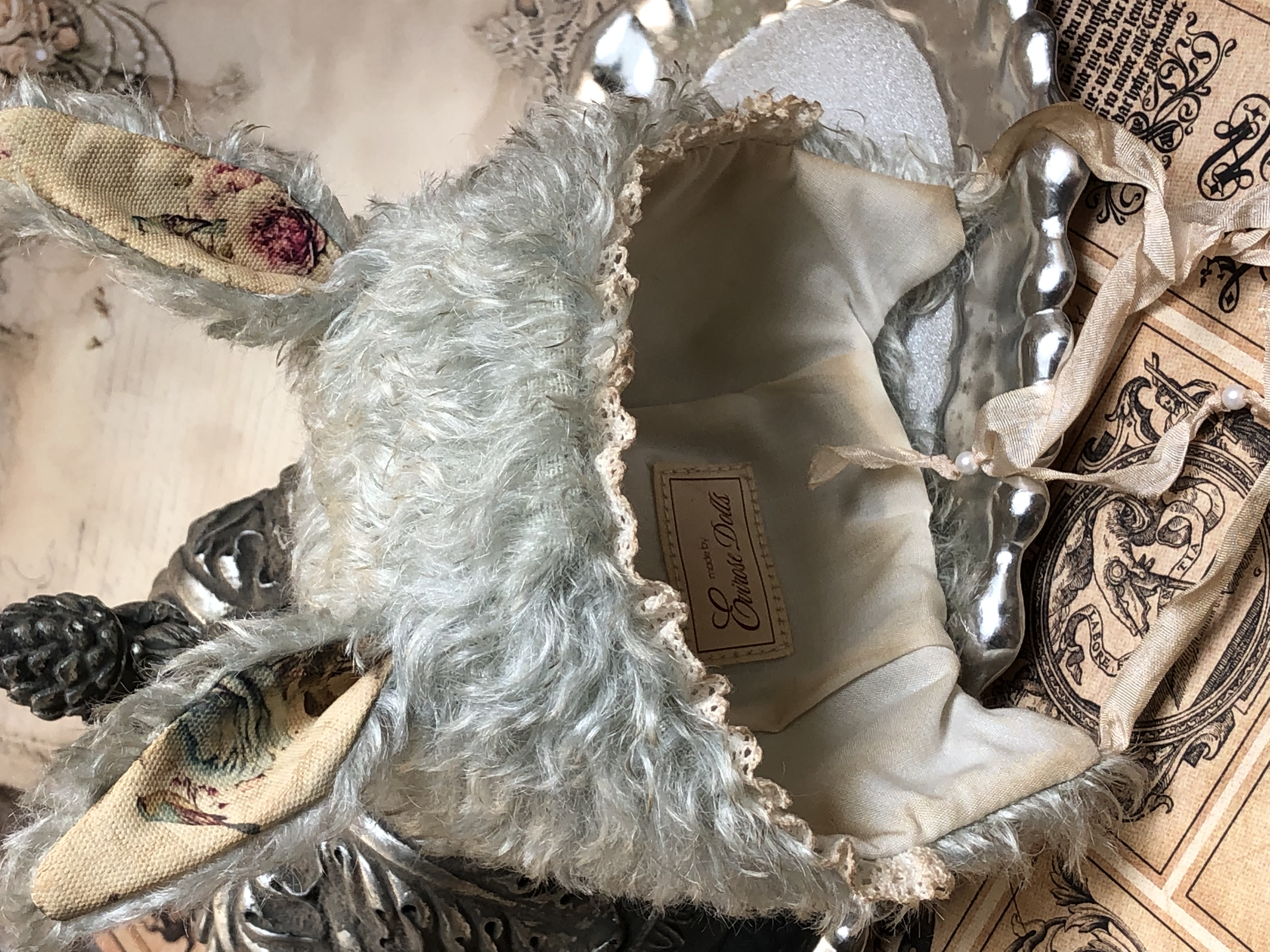 Blythe Shabby Chic mohair hat with decorative hare ears.