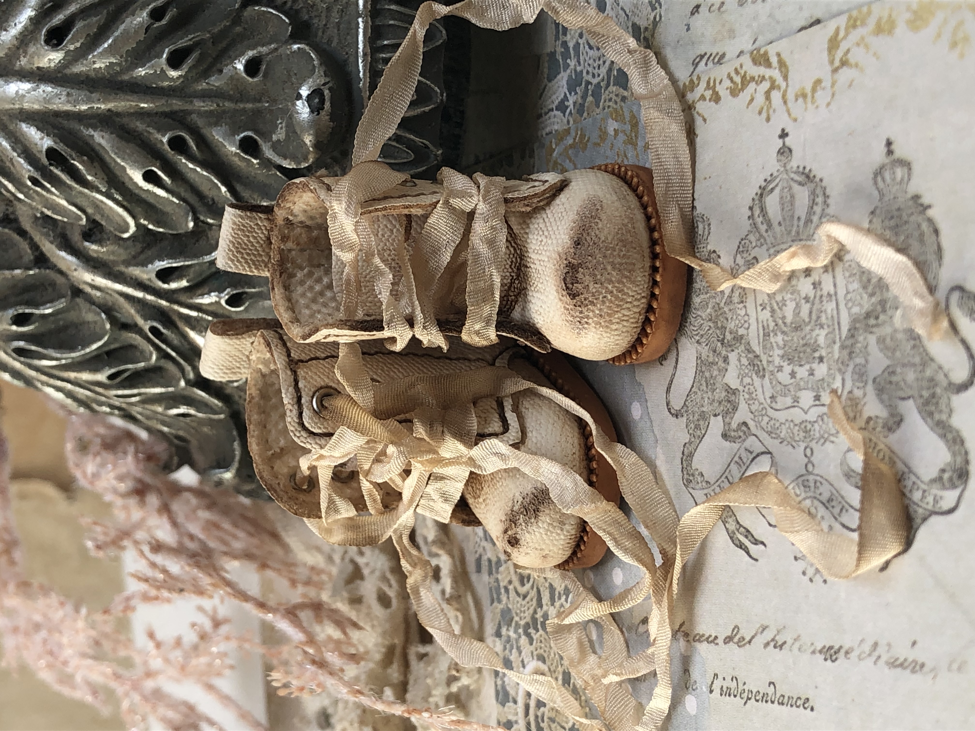 Shabby Chic aged boots for Blythe.