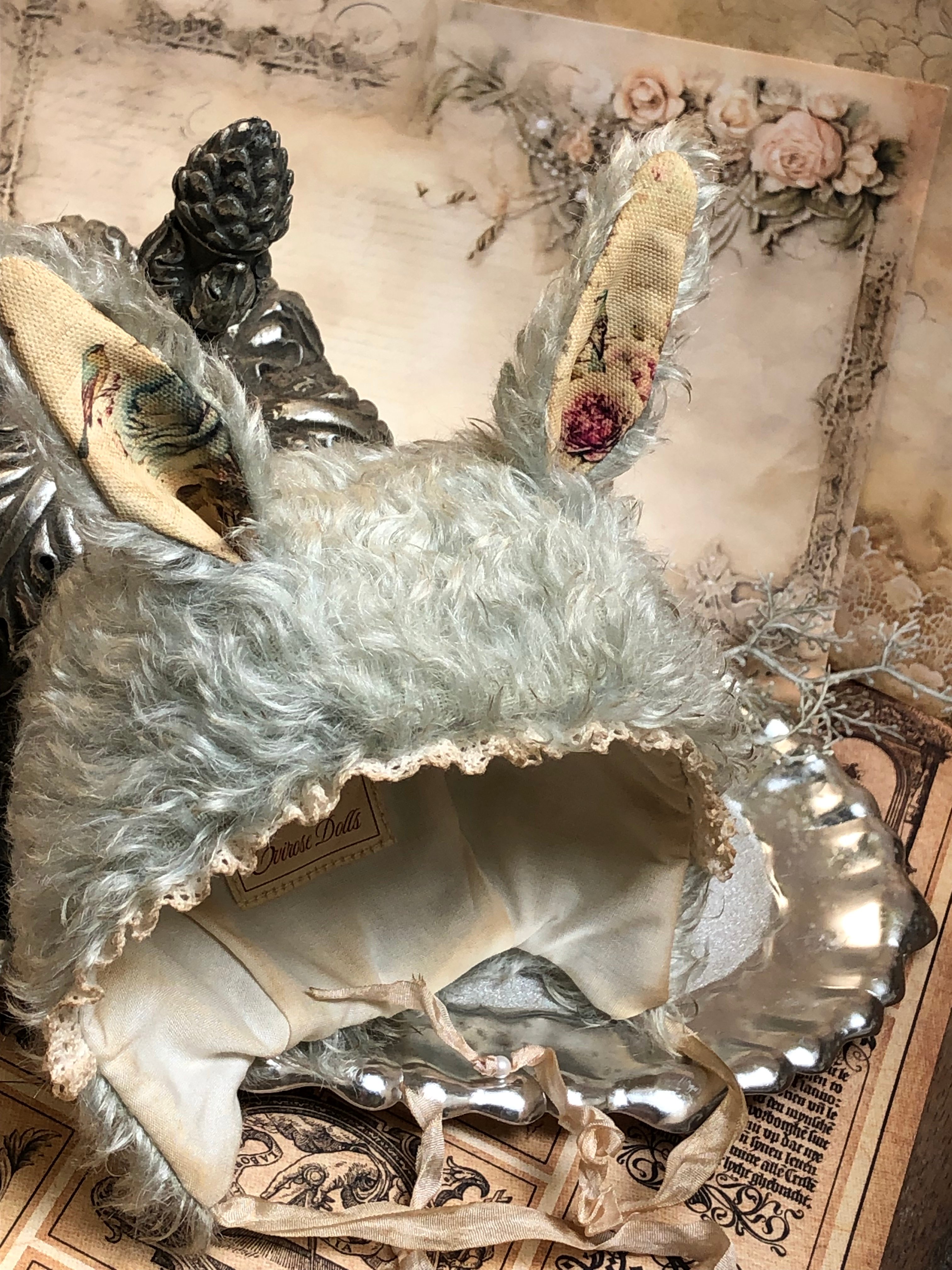 Blythe Shabby Chic mohair hat with decorative hare ears.