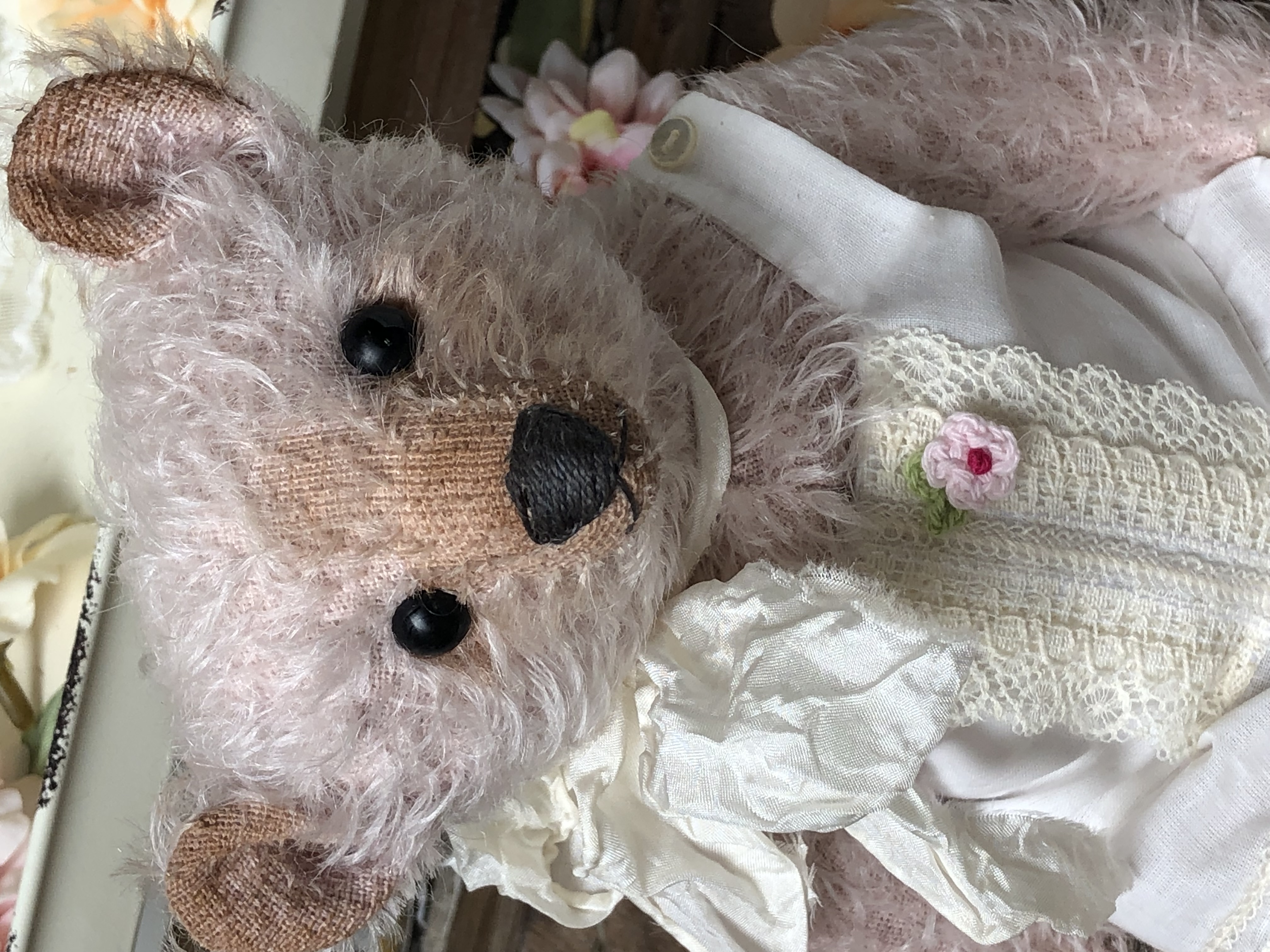 Hug Me Again Collectible bear "Sanne" standing about 9 inch tall.