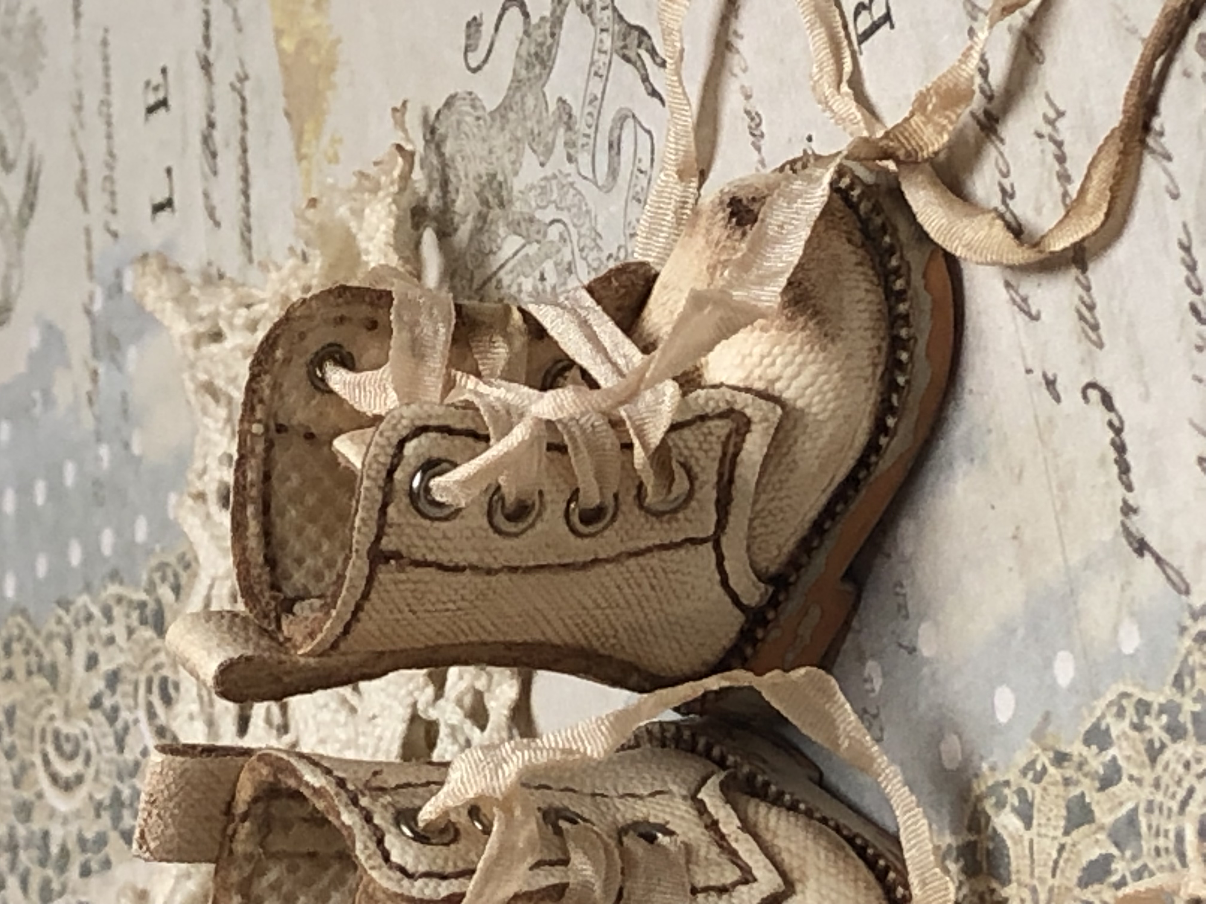 Shabby Chic aged boots for Blythe.