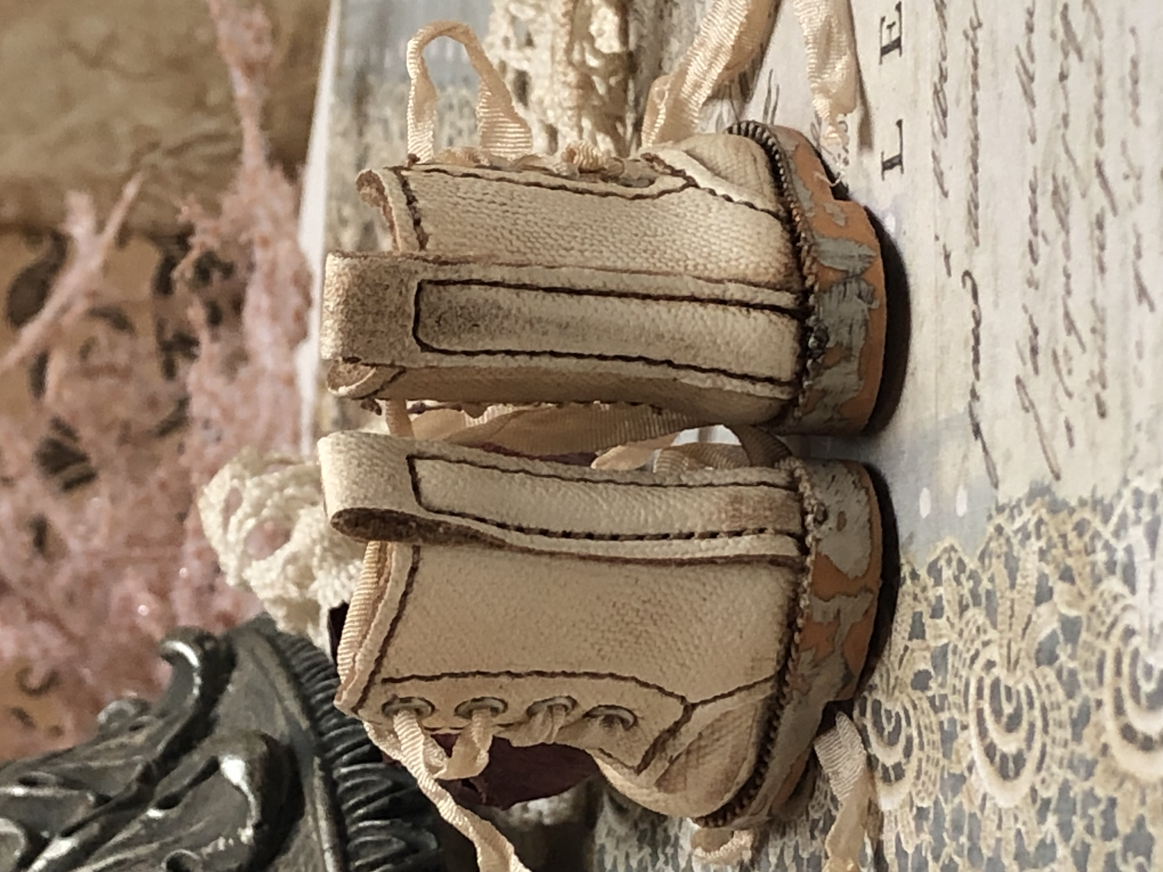 Shabby Chic aged boots for Blythe.