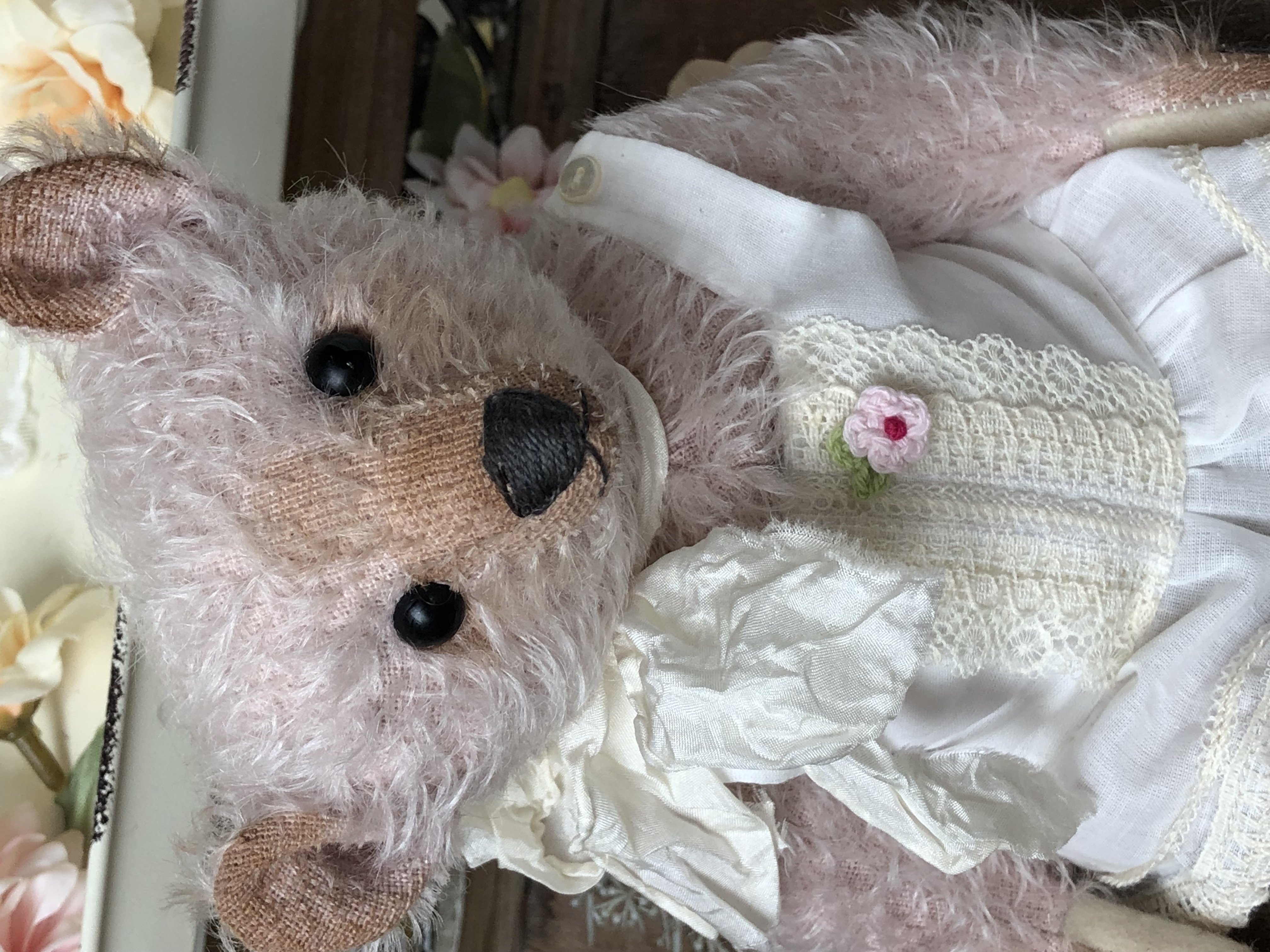 Hug Me Again Collectible bear "Sanne" standing about 9 inch tall.