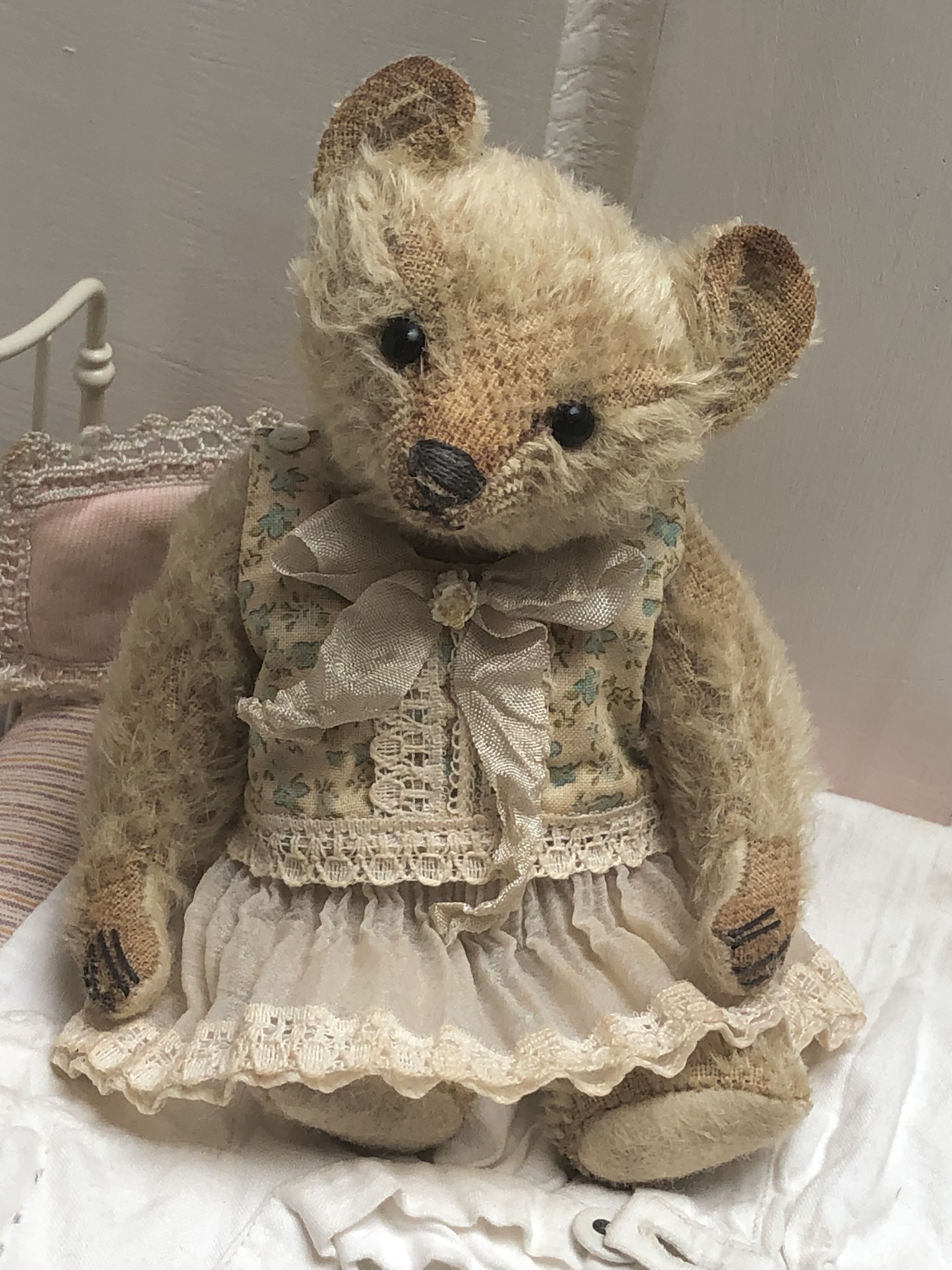 Hug Me Again Collectible bear "Colette" standing about 7.5 inch tall.