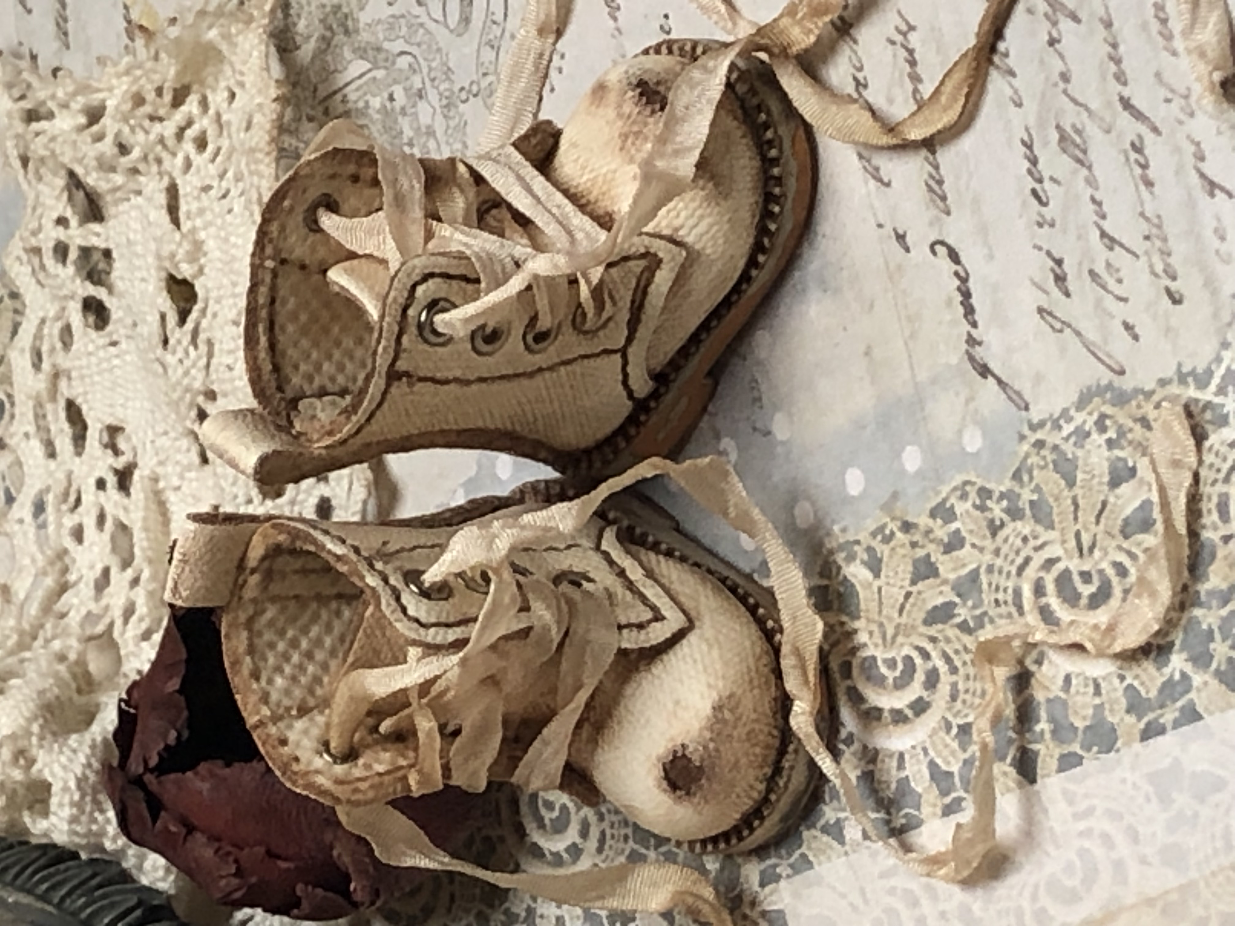 Shabby Chic aged boots for Blythe.