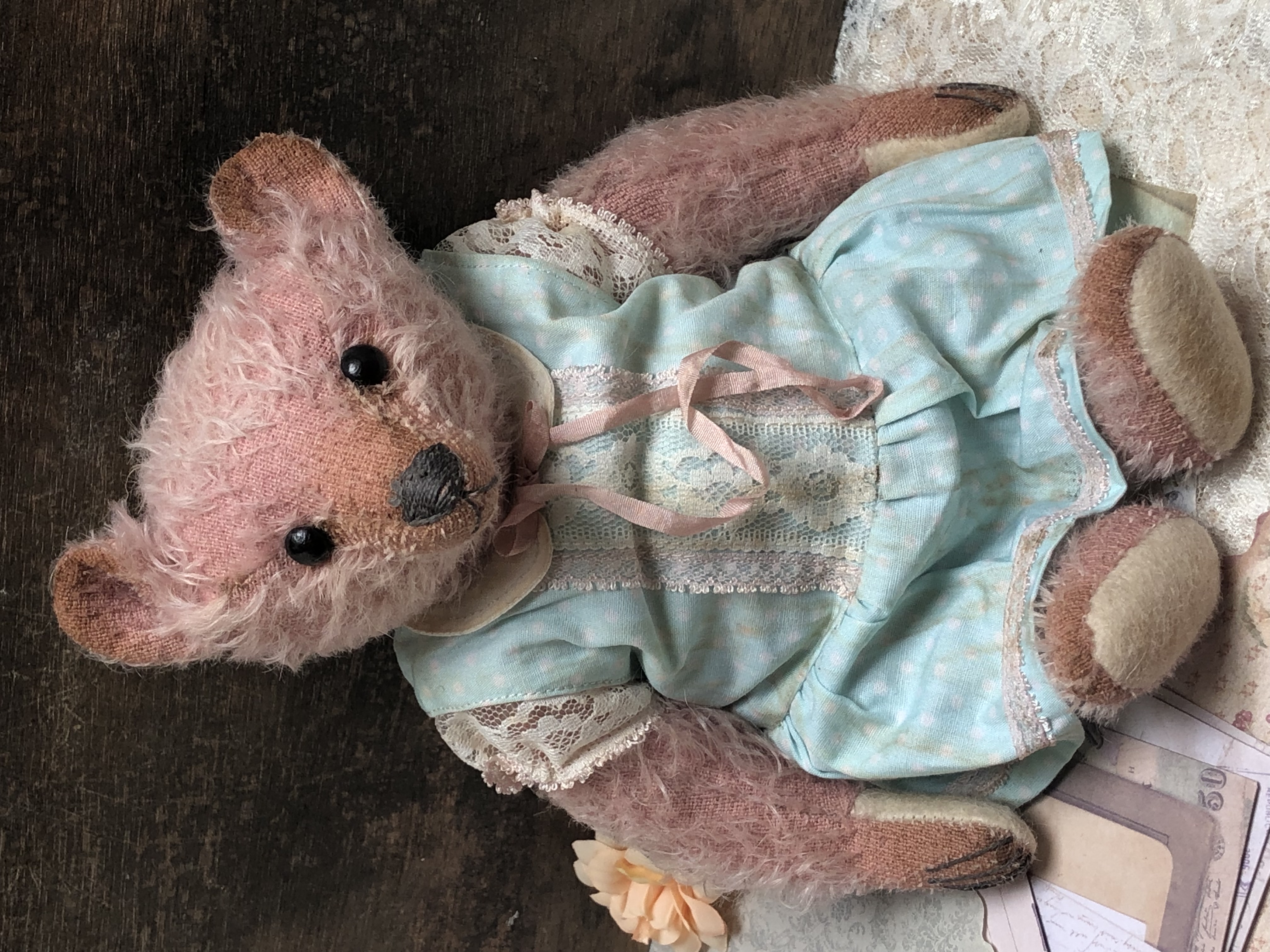 Hug Me Again Collectible bear "Briette" standing about 9 inch tall.