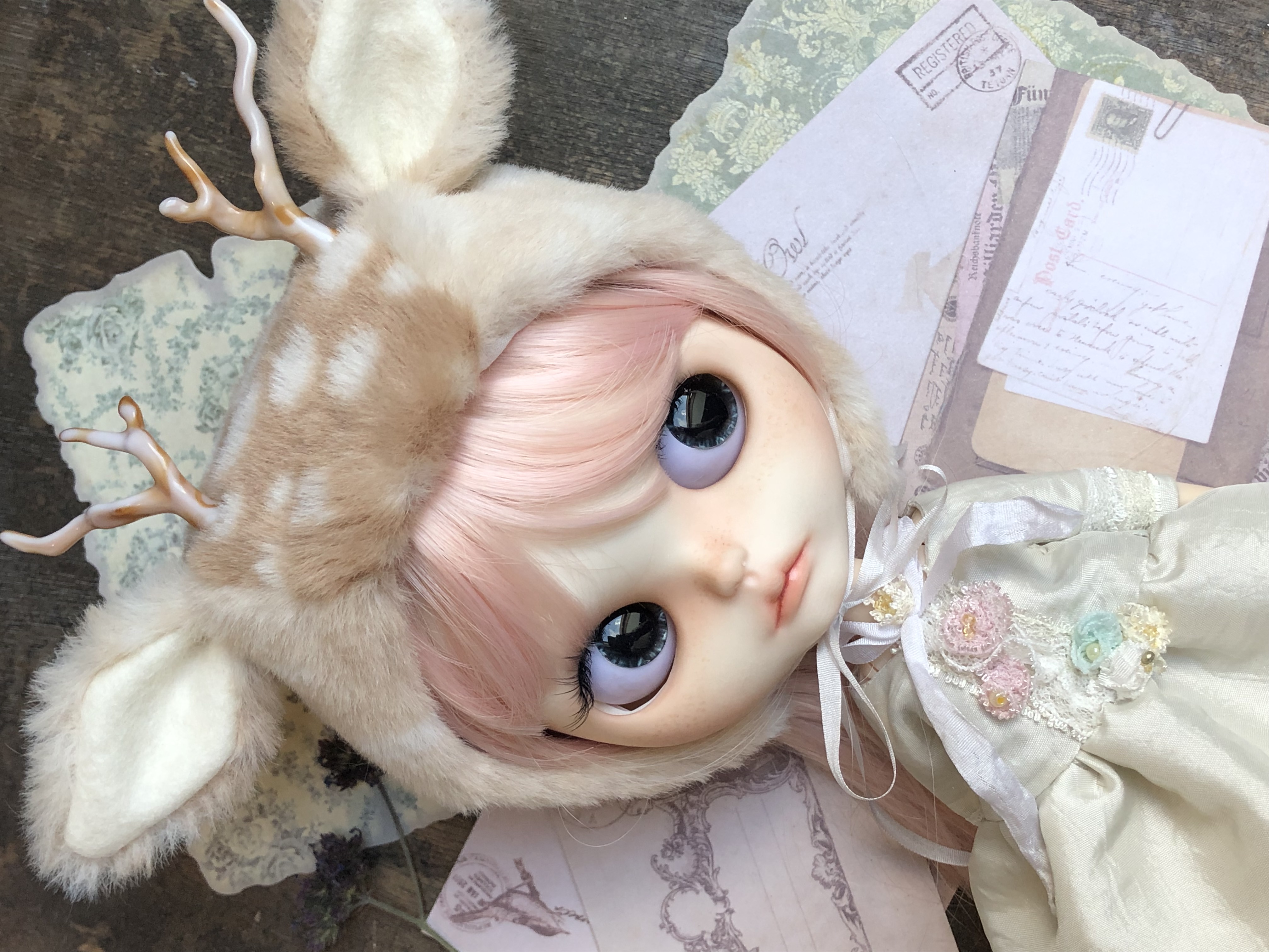 Blythe Fluffy Fawn Deer Hat.