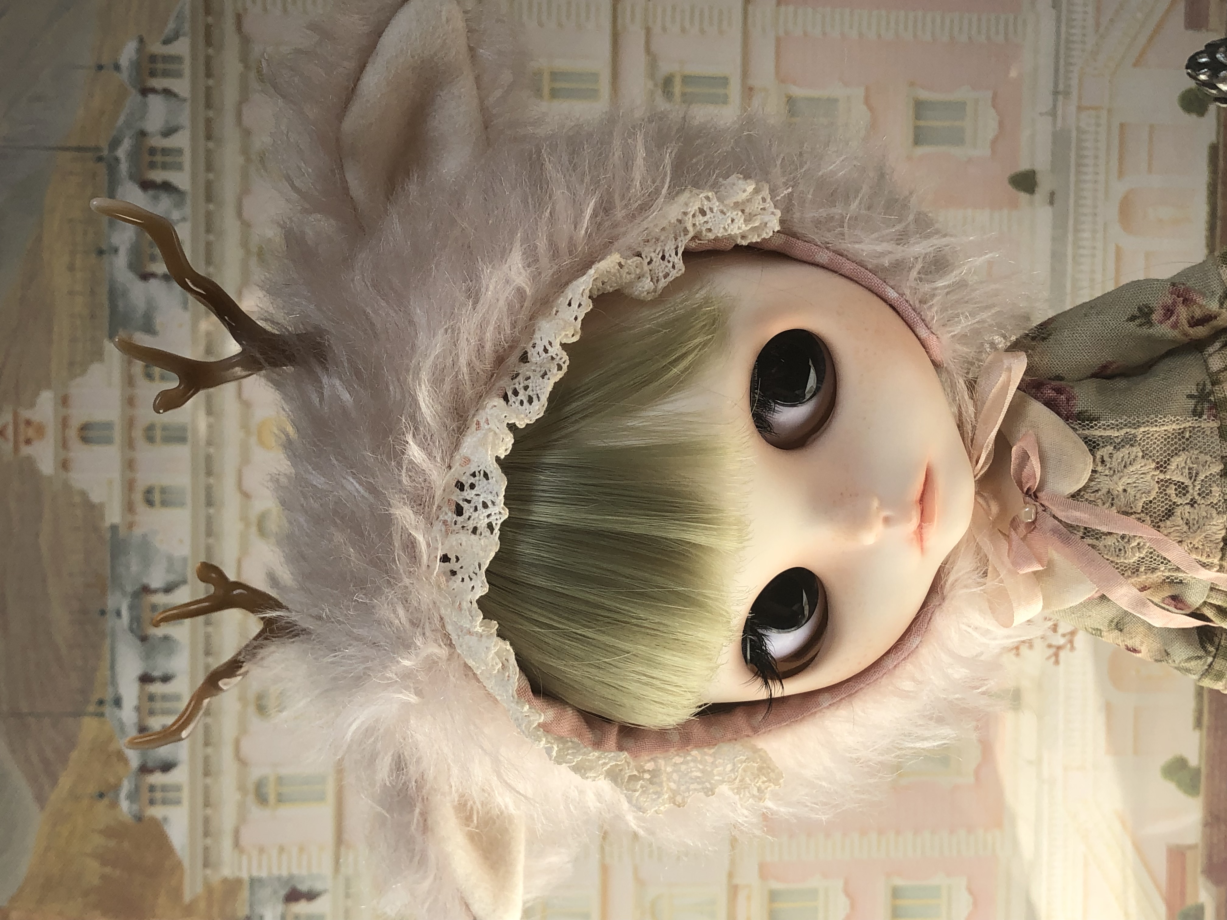 Blythe Shabby Blush Pink Deer Hat.