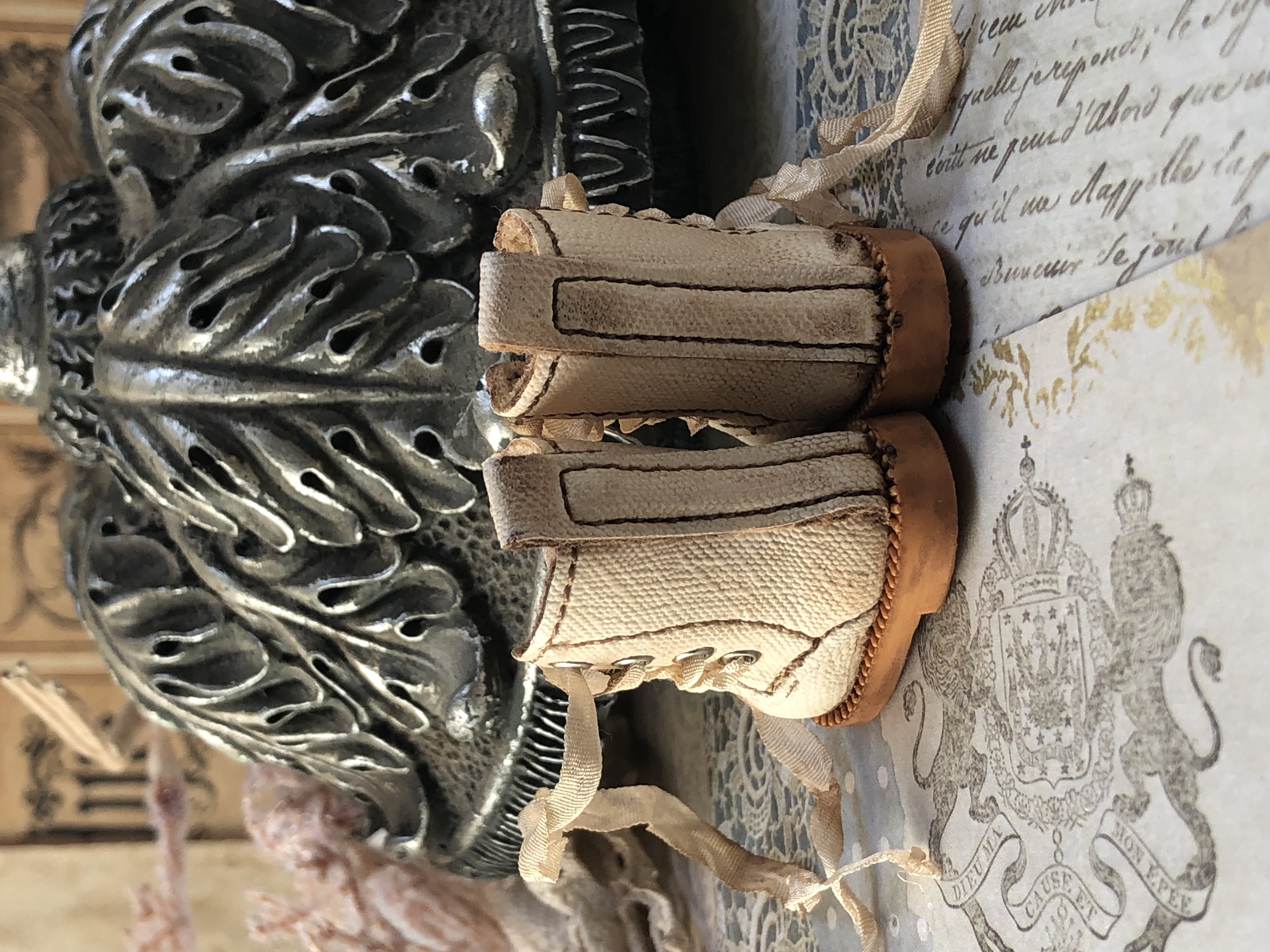Shabby Chic aged boots for Blythe.
