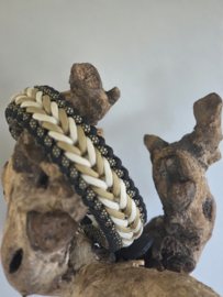 Paracord halsband zwart goud maat S