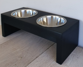 Houten honden voerbak Beau maat M zwart 15 cm