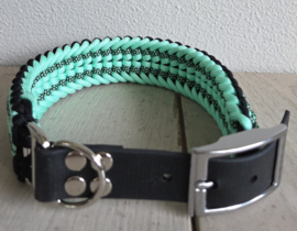 Paracord halsband mint/zwart maat L